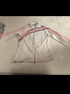 ADIDAS CLIMA365 WHITE & PINK TRACK JACKET – SIZE M